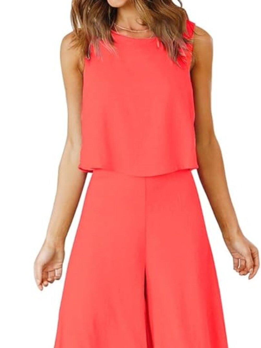 🔥 Coral 2 Piece Set | Crop Top + Wide Leg Pants Outfit | Size Small NWT
